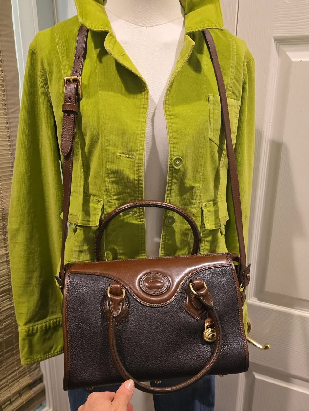 Dooney & Bourke Brown and Dark Brown Pebbled Leather Satchel
